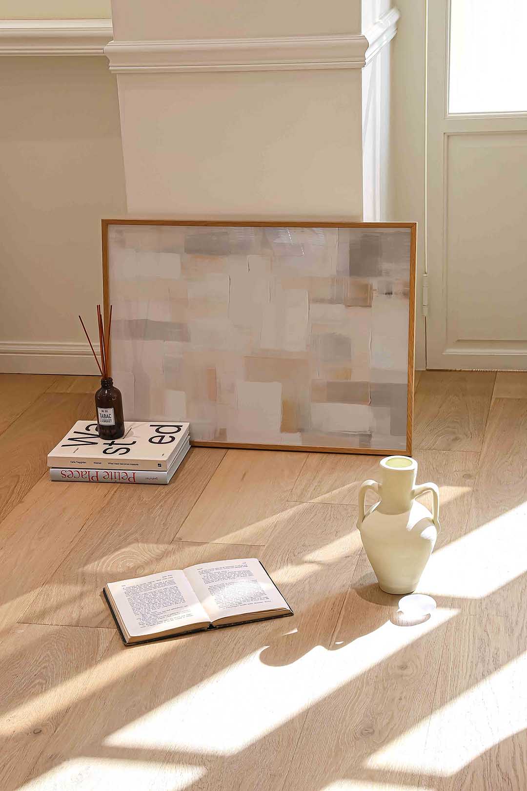 Abstracte beige en grijze vlakken Poster