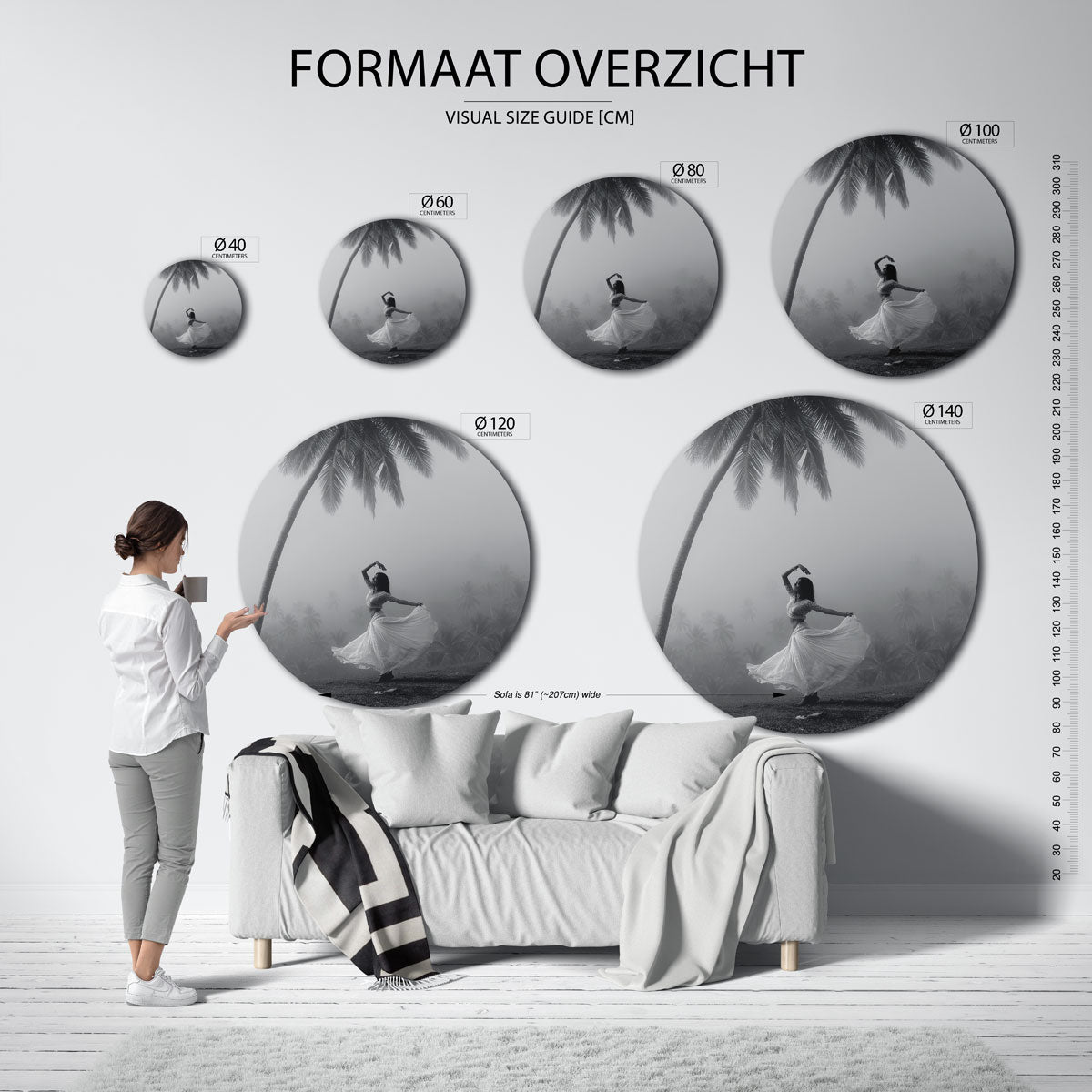 Dansende vrouw onder palm Muurcirkel