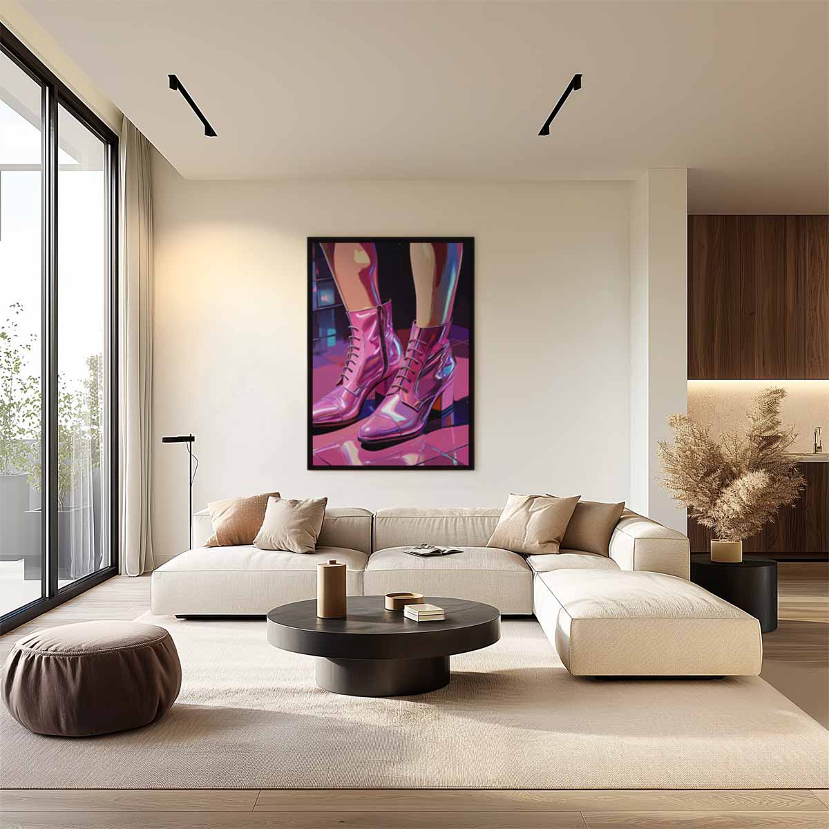 Stijlvolle Glanzende Enkellaarsjes Kunstwerk-canvas-dibond-plexiglas-wanddecoratie-WallArtistic