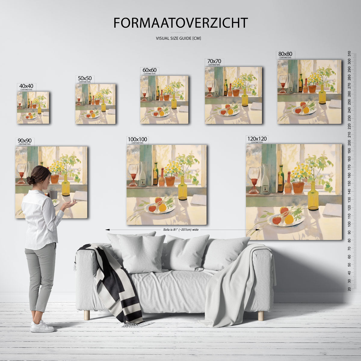 Stilleven met flessen en fruit Poster