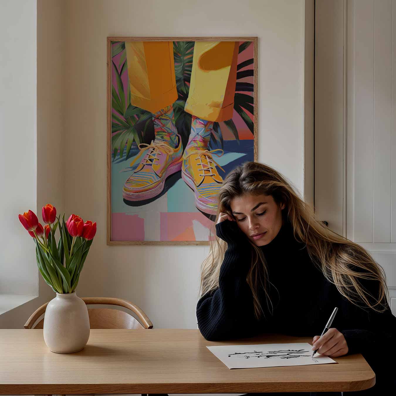 Kleurrijke Tropische Sneaker Vibes Poster-WallArtistic