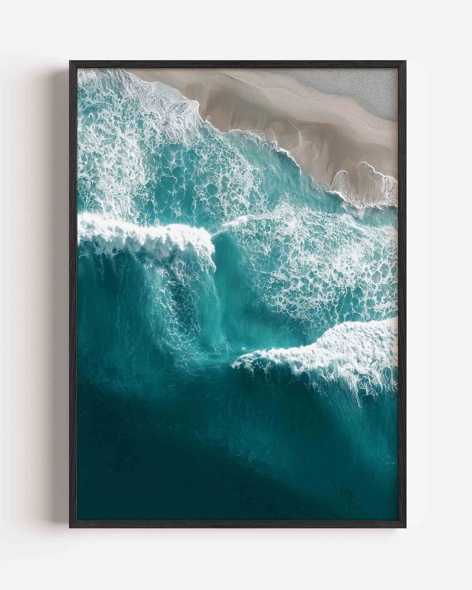 Golven en strand Poster