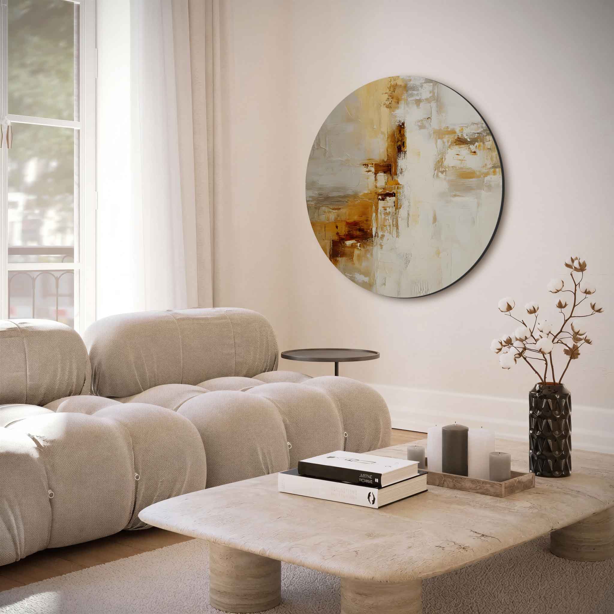 Abstracte beige Muurcirkel