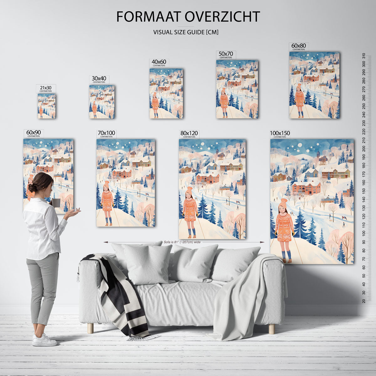 Winterlandschap met skiër Poster