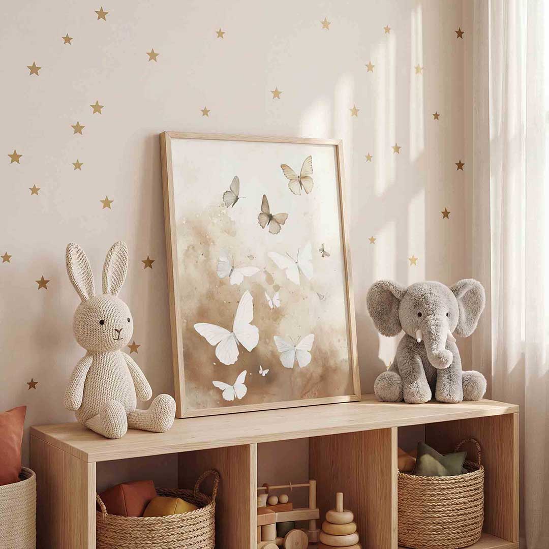 Vlinders in beige Poster