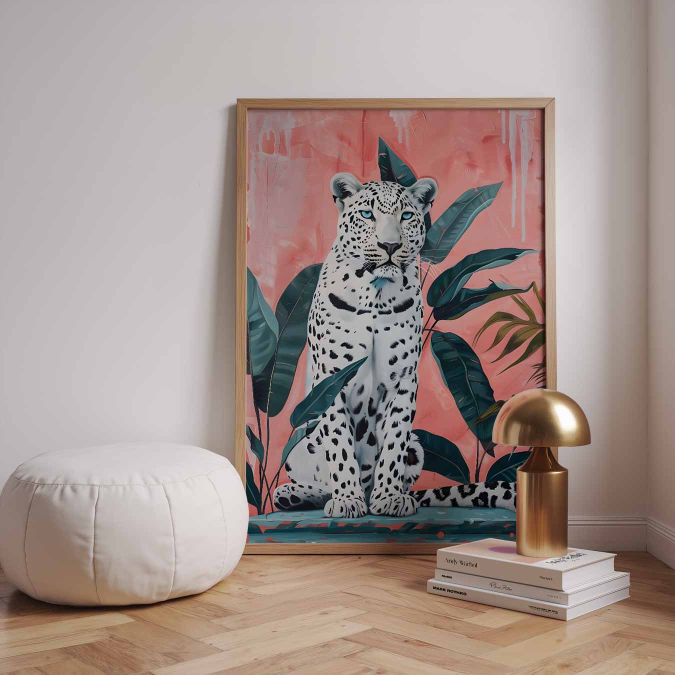 Mystieke Luipaard op Roze Poster-WallArtistic