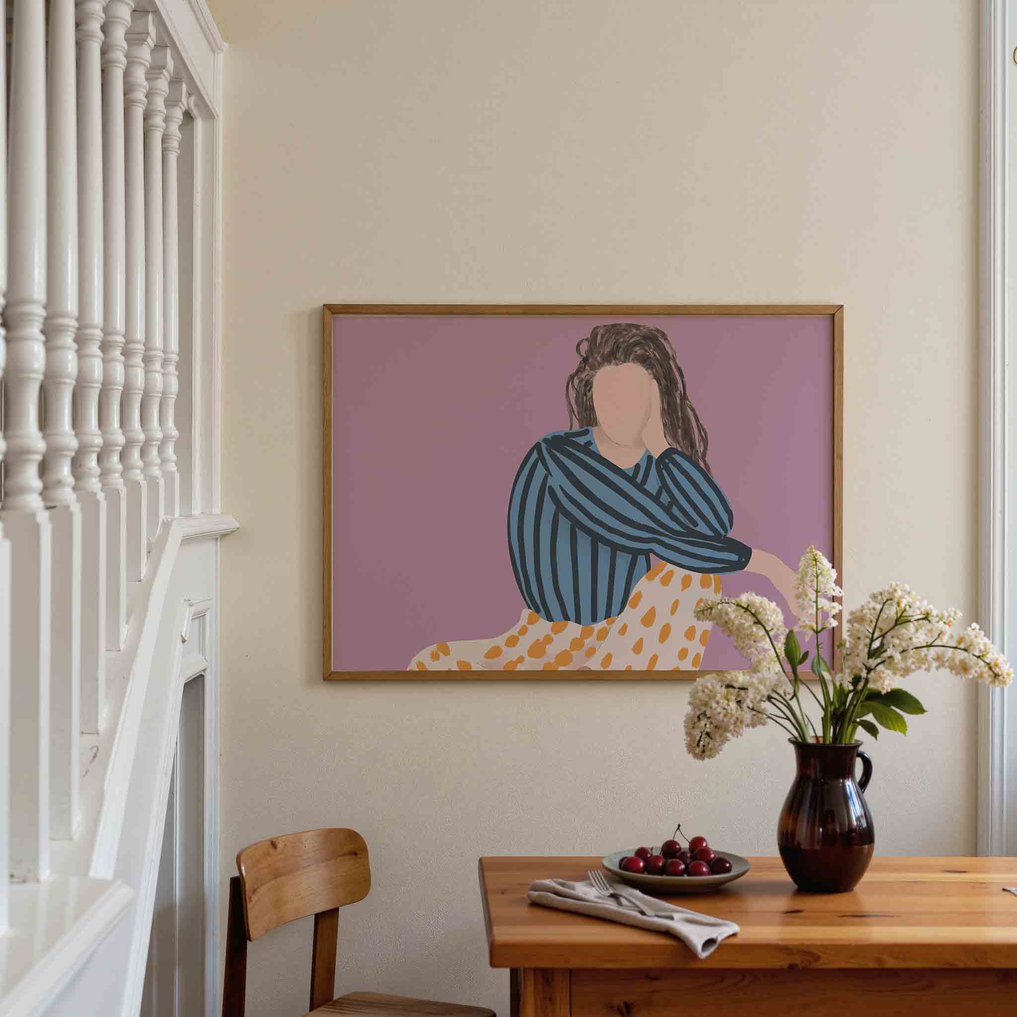 Gestreepte trui en stippen rok Poster