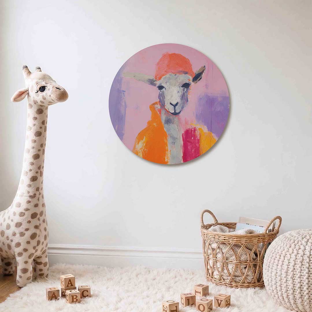 Schaap met oranje hoed Muurcirkel