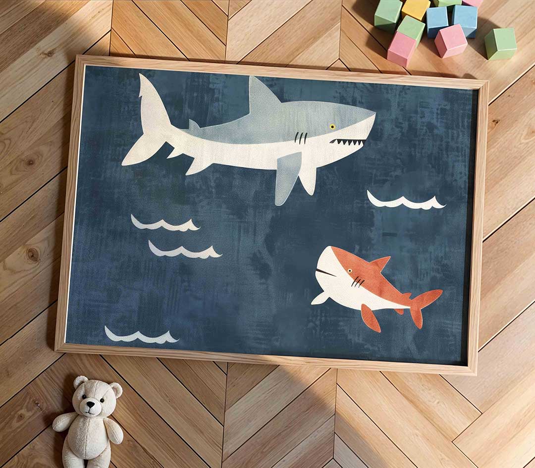 Twee haaien en golven Poster