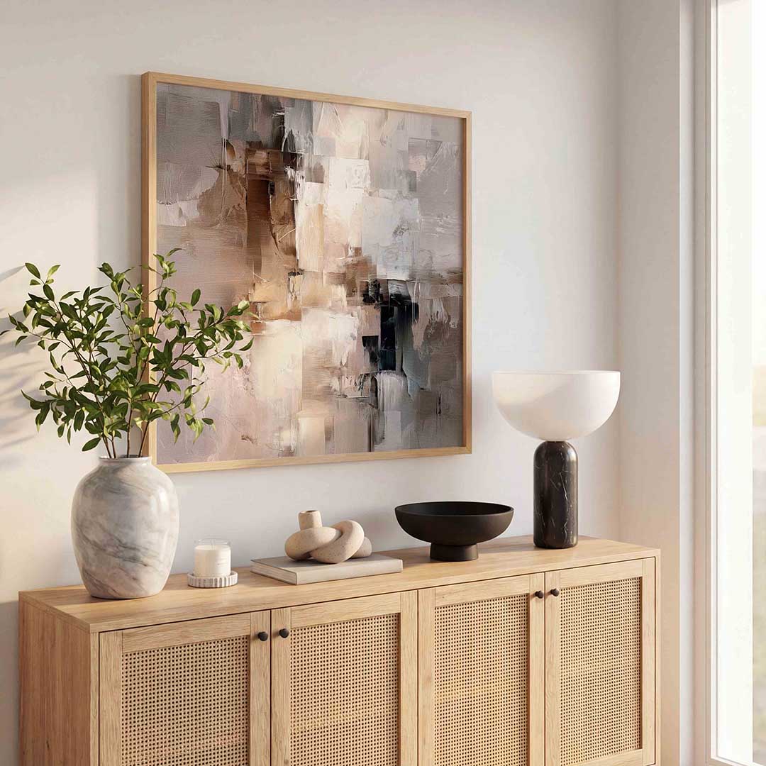 Abstracte beige en bruine Poster