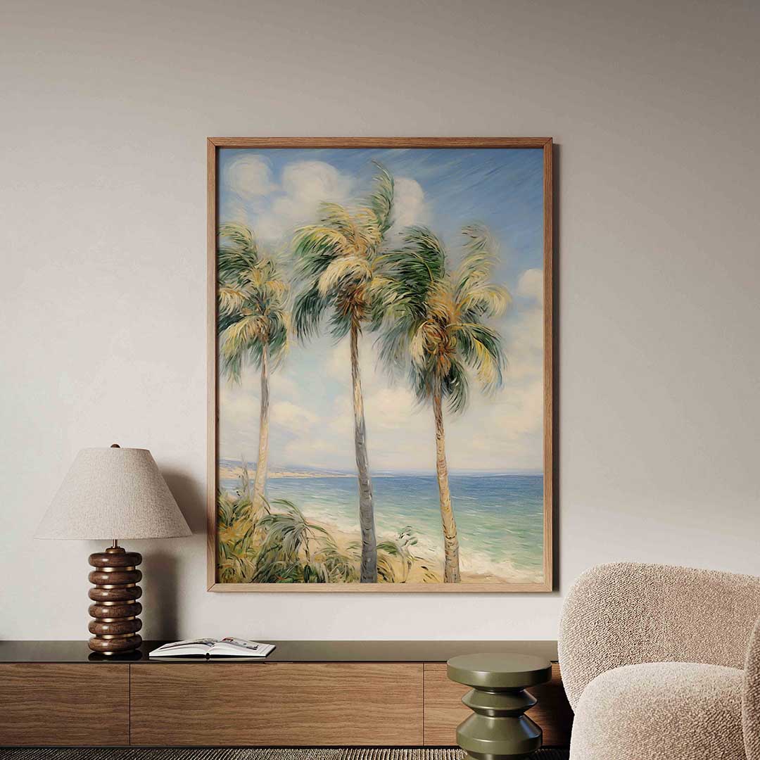 Palmbomen aan zee Poster