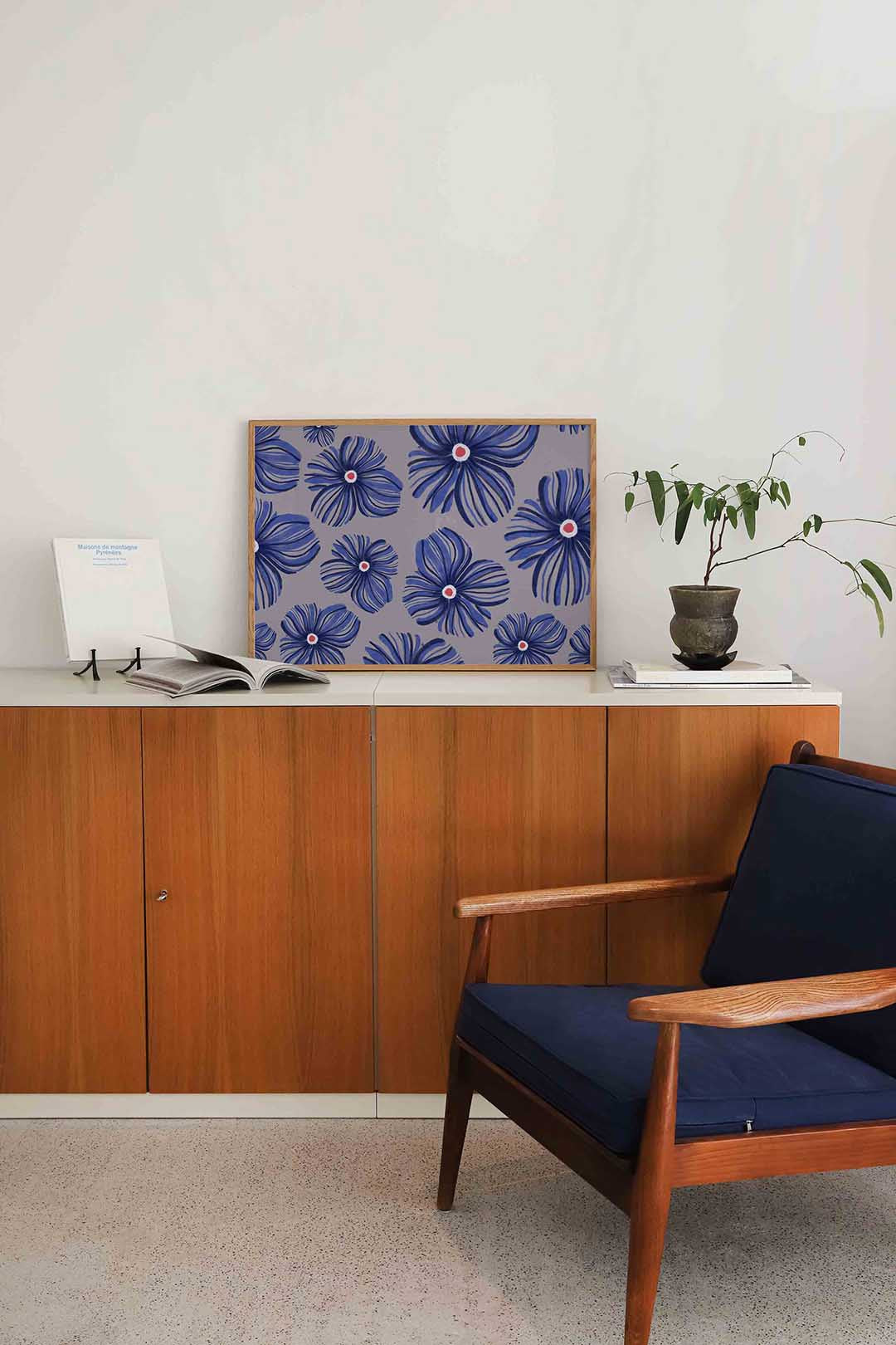 Blauwe bloemen Poster