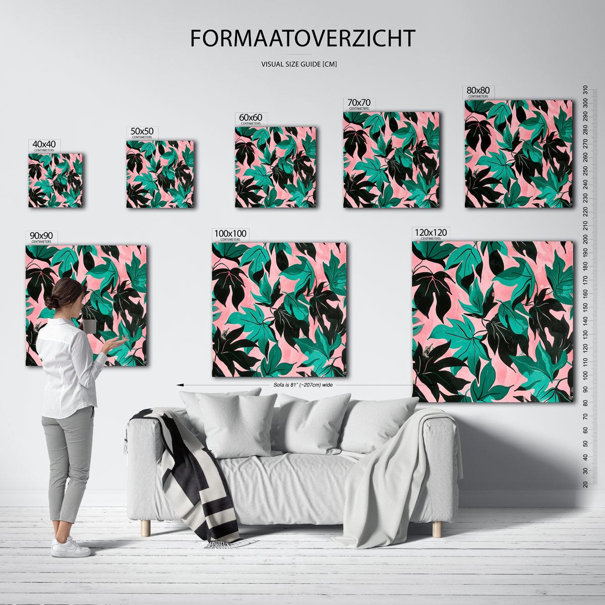 Bladeren op roze Poster