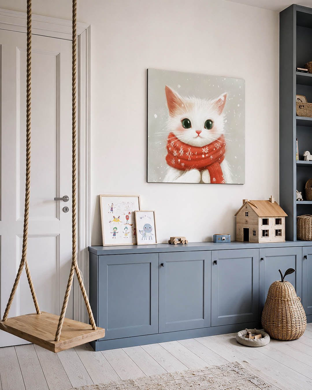 Schattige kat met sjaal Kunstwerk