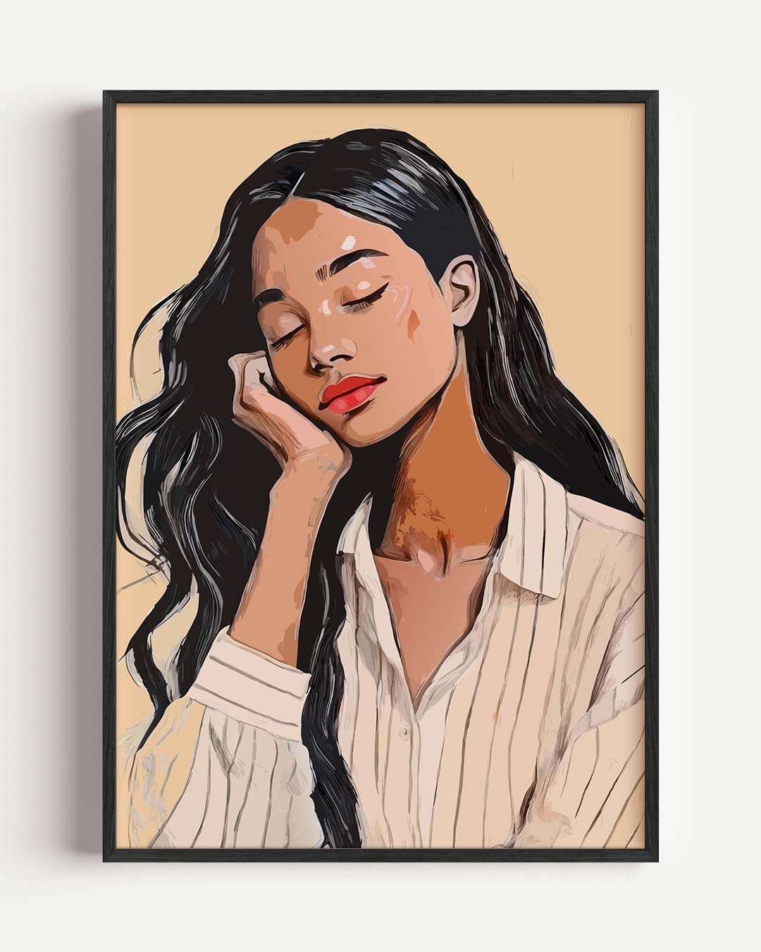 Dromerige Vrouw Portret Poster-WallArtistic