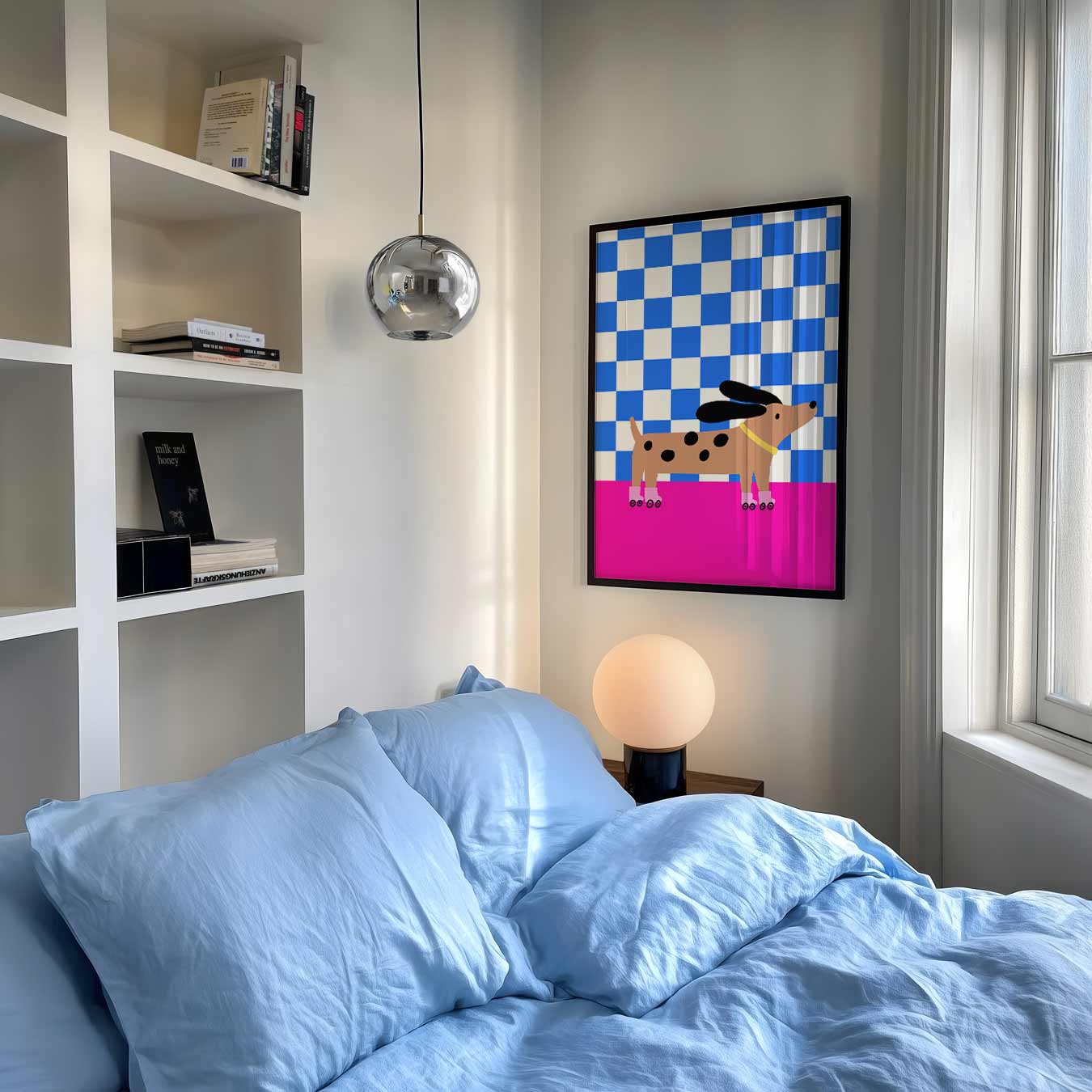 Trendy Dashond op Skates Poster-WallArtistic
