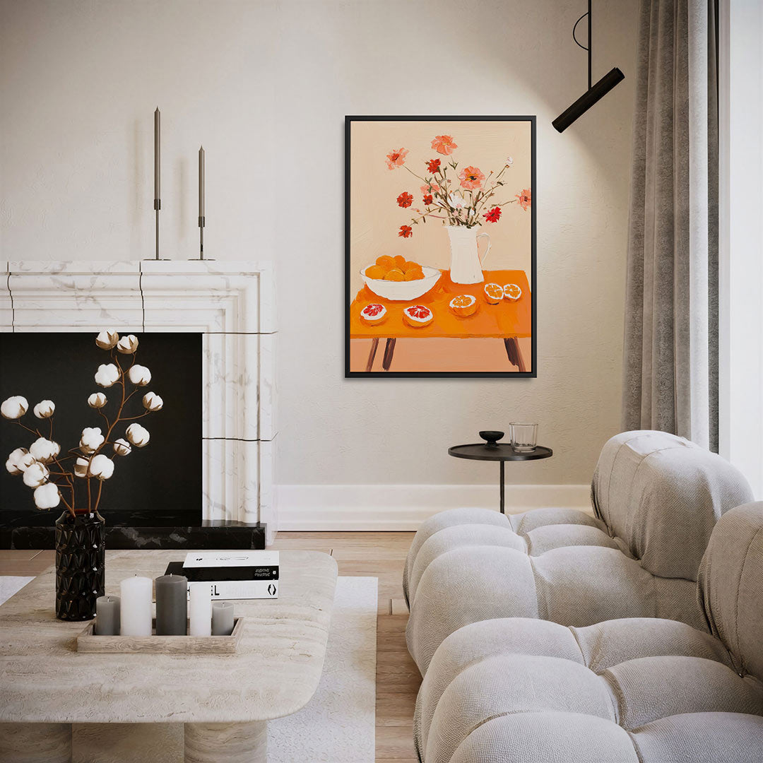 Bloemen en citrus Kunstwerk