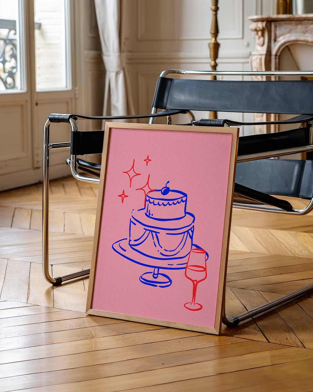 Feestelijke Taart en Wijn Poster-WallArtistic