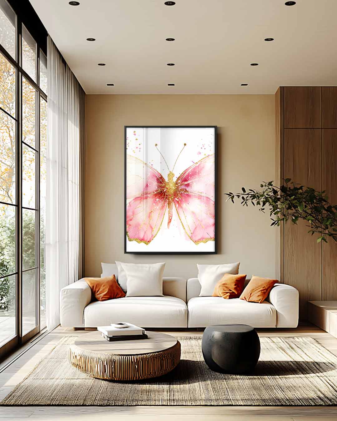 Dromerige Vlinder Aquarel Kunstwerk-canvas-dibond-plexiglas-wanddecoratie-WallArtistic