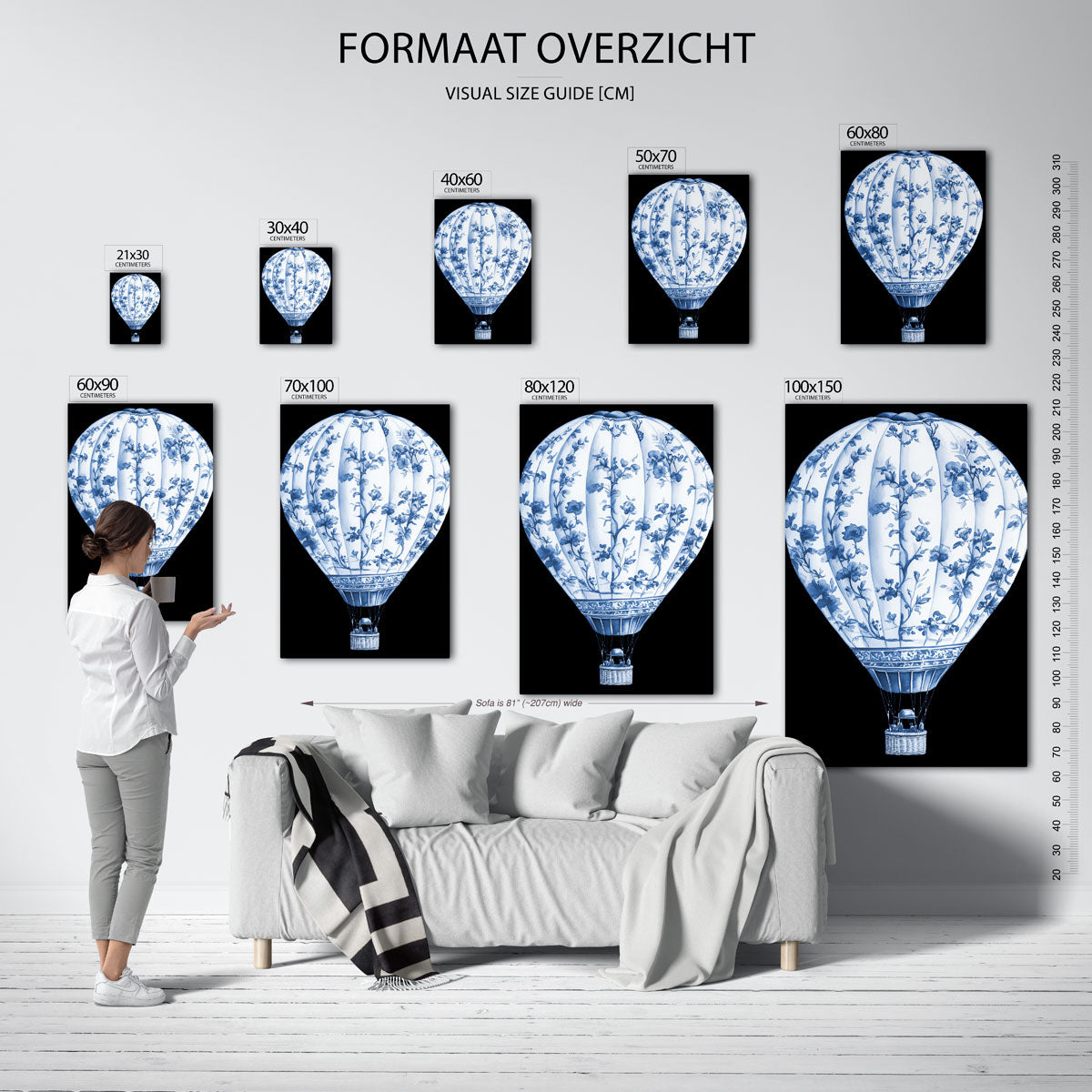 Luchtballon met bloemen Poster