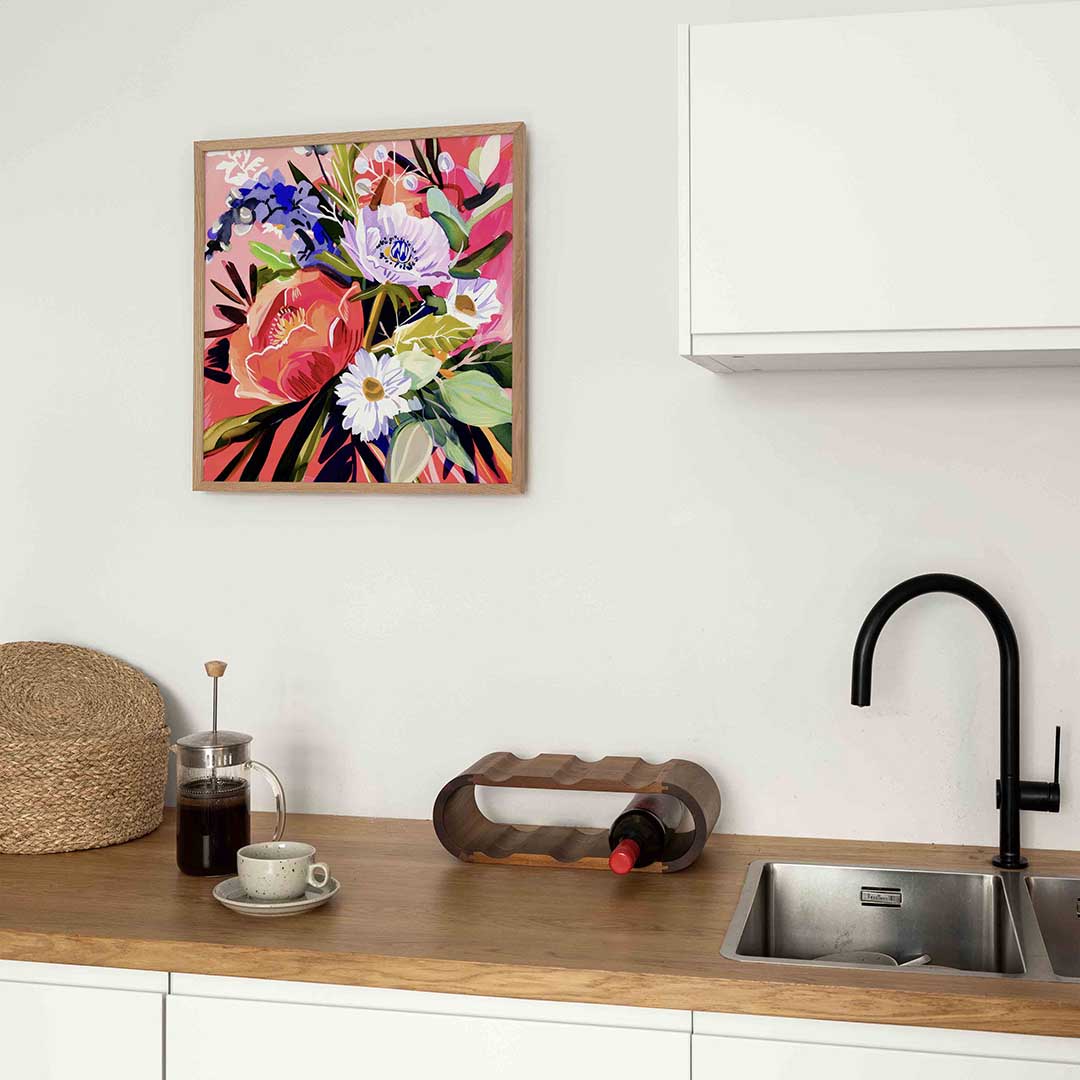 Bloemen op roze Poster