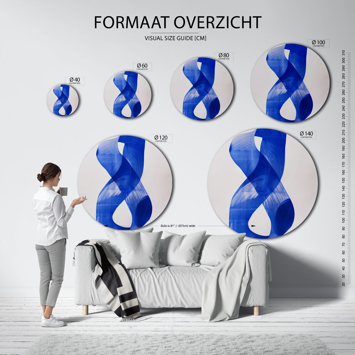 Blauwe vormen Muurcirkel