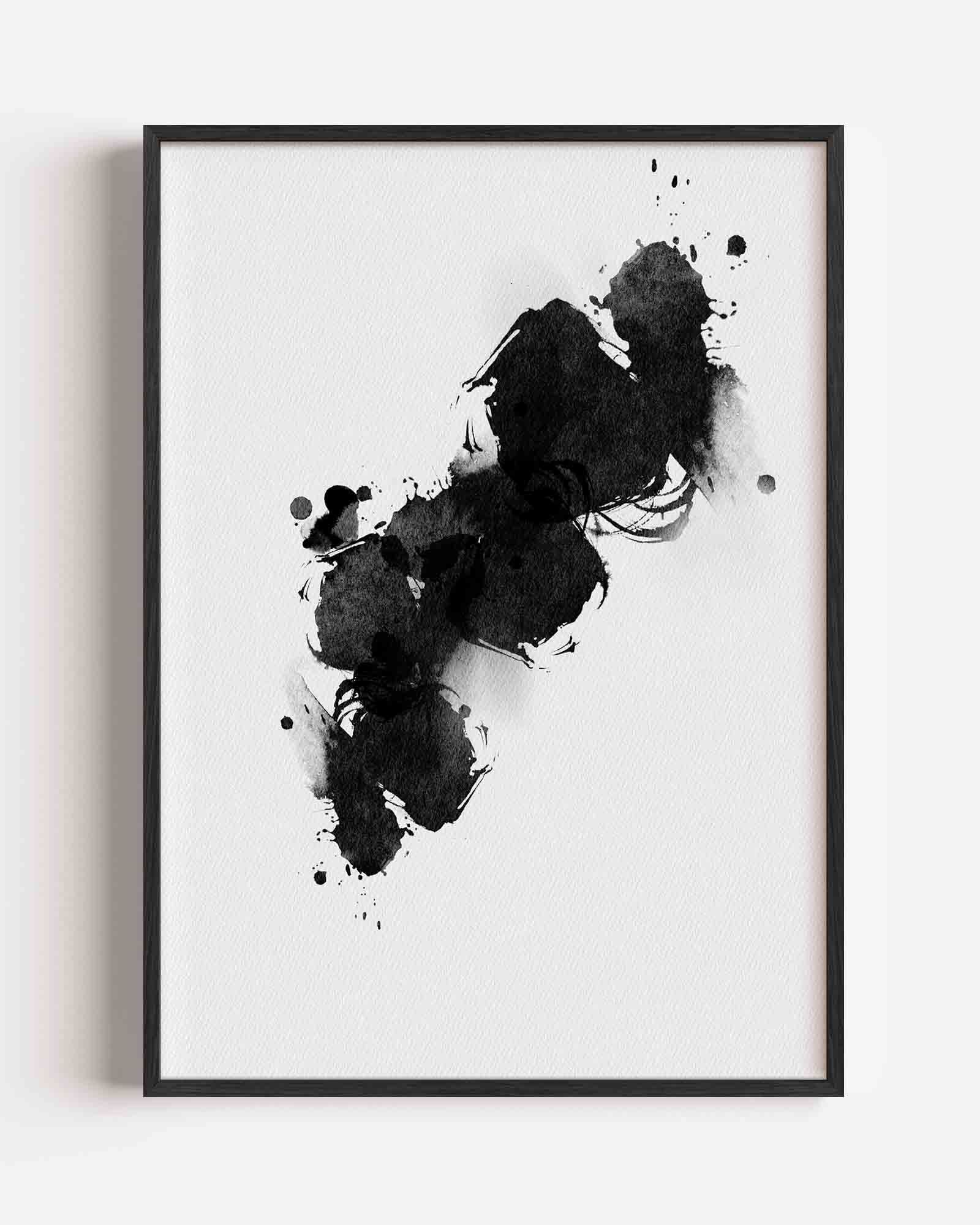Zwart wit abstracte vlekken Poster