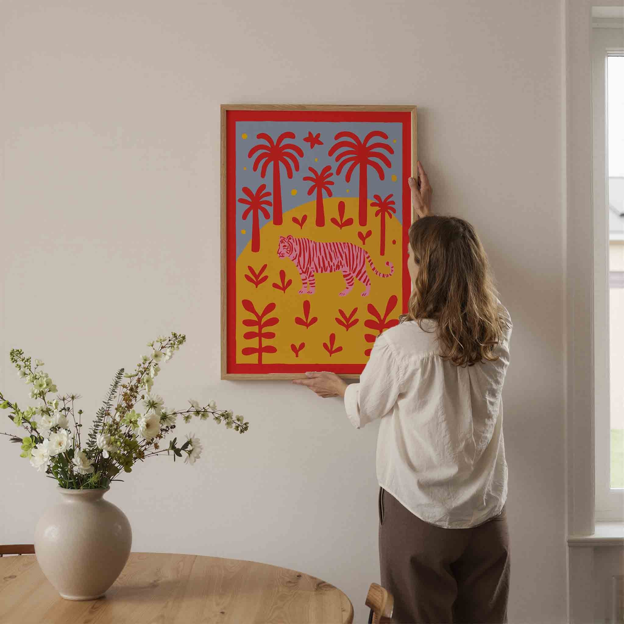 Tijger en palmbomen Poster