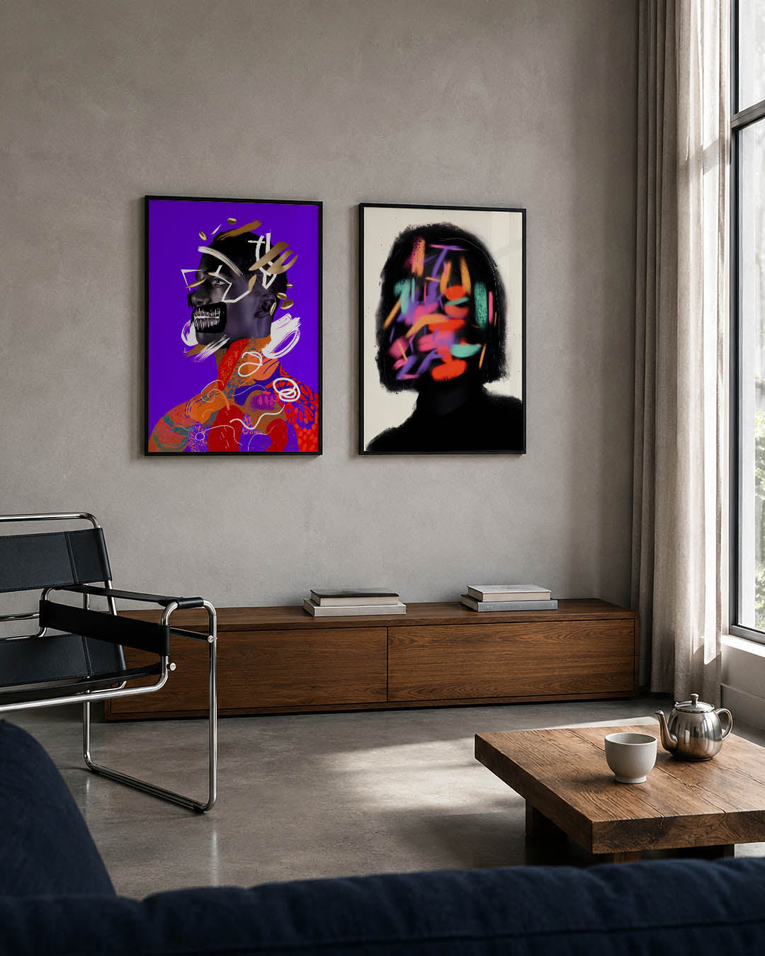 Kleurrijke vormenmix Posterset