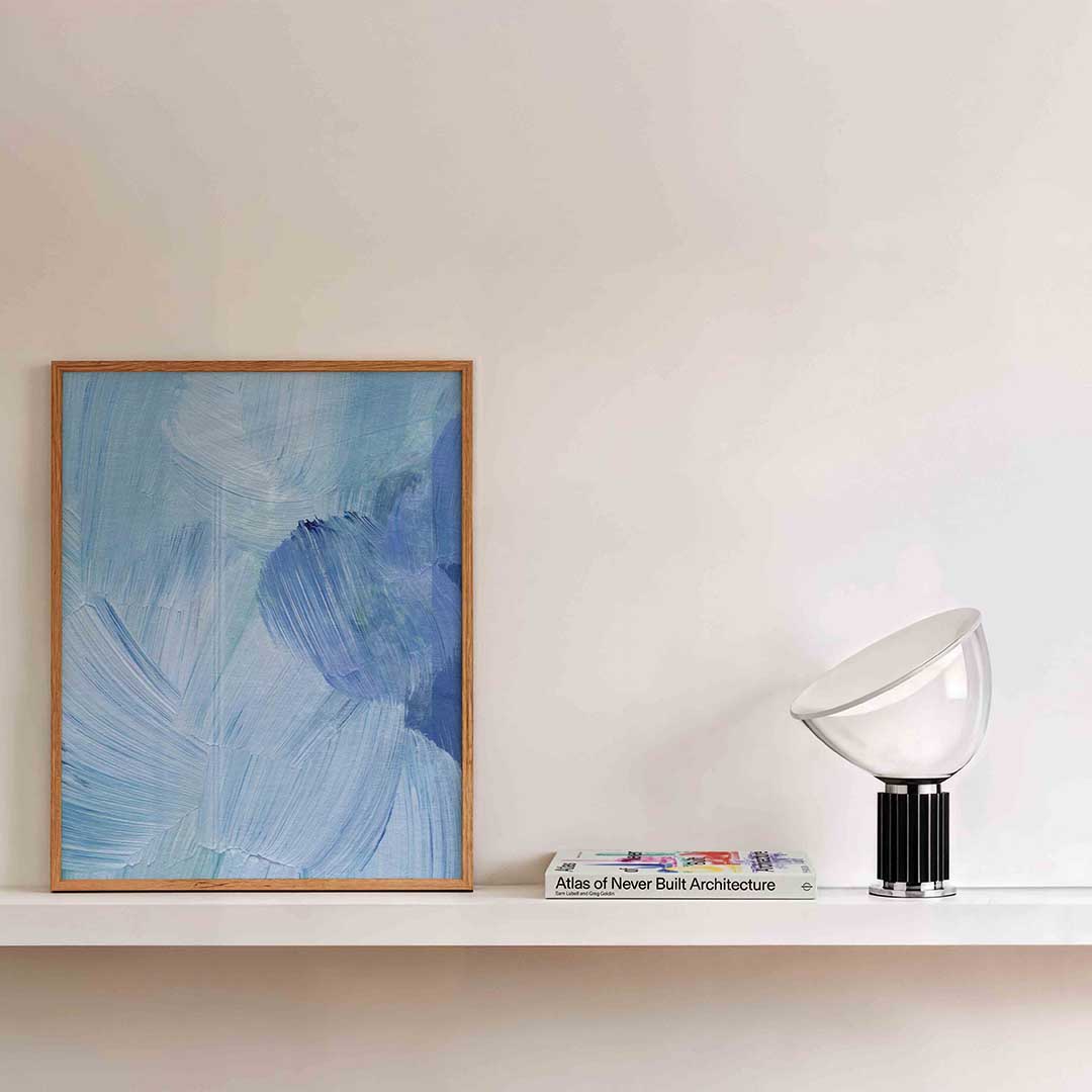 Blauwe penseelstreken Poster