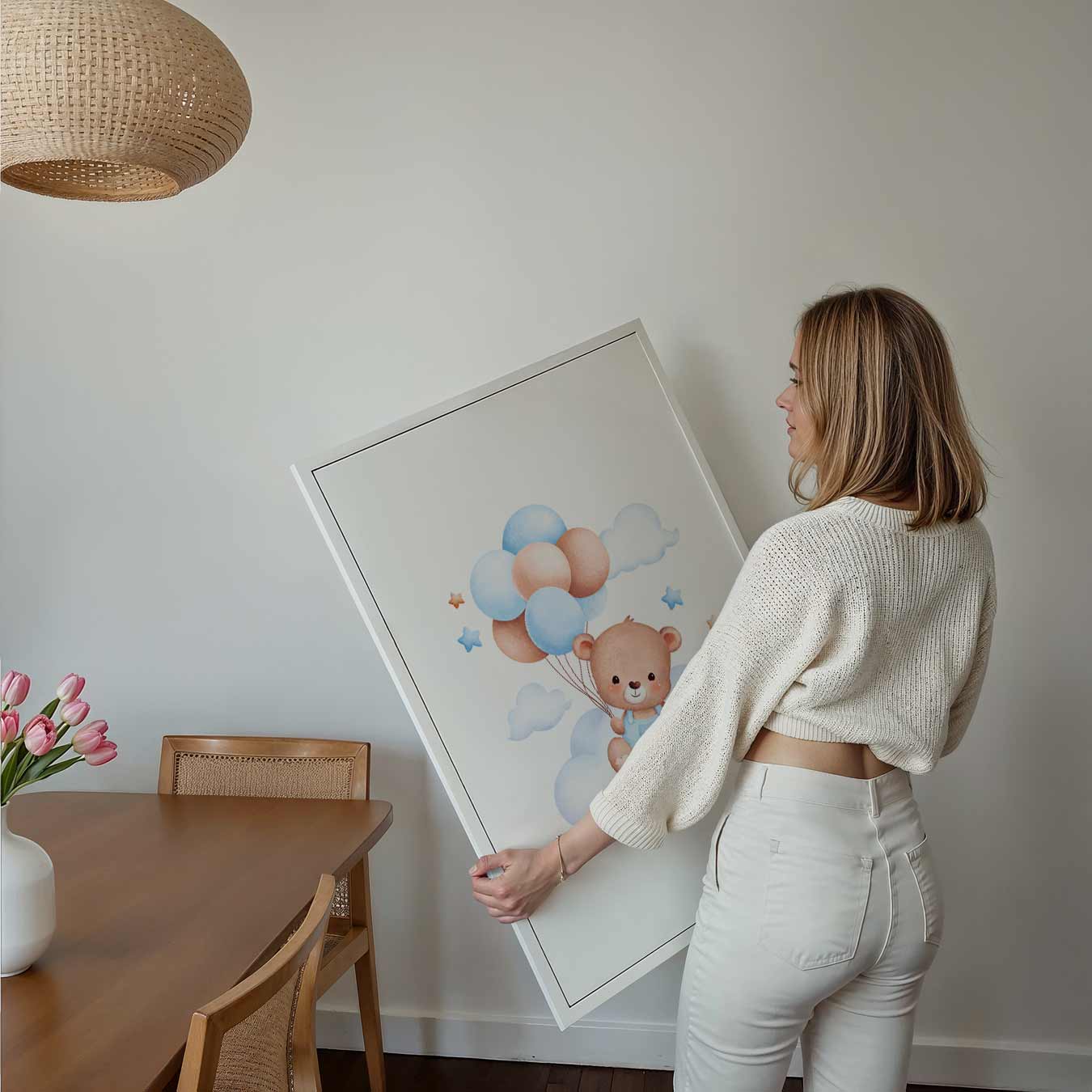 Schattige Teddybeer op Dromenwolk Poster-WallArtistic