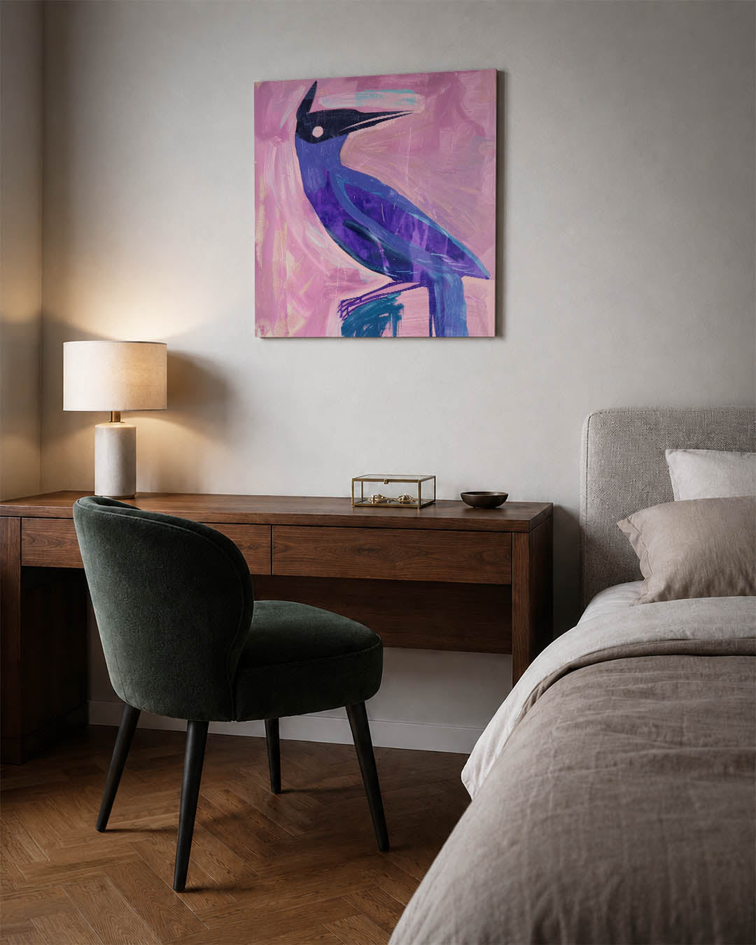 Vogelsilhouet in kleuren Kunstwerk
