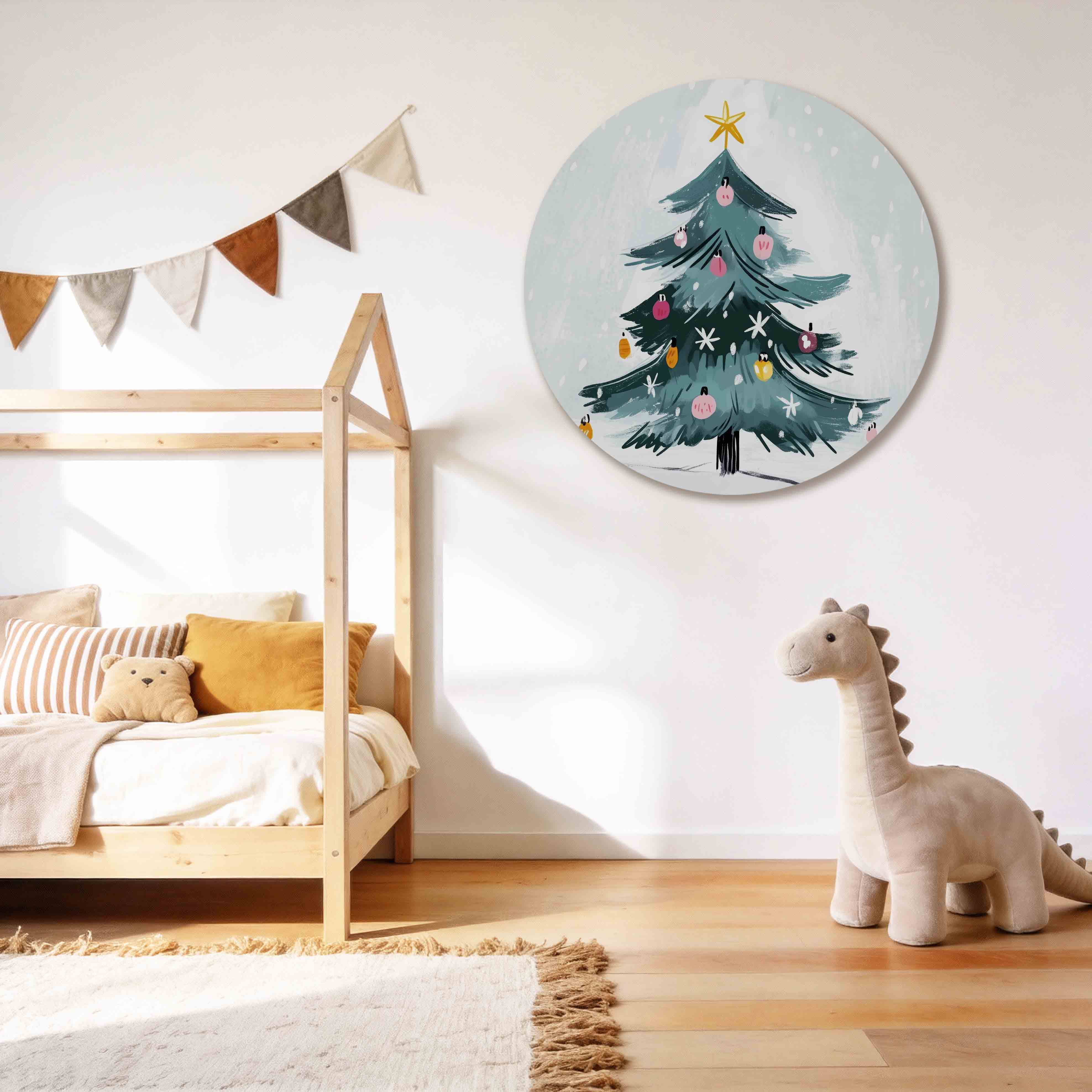 Kerstboom met versiering Muurcirkel
