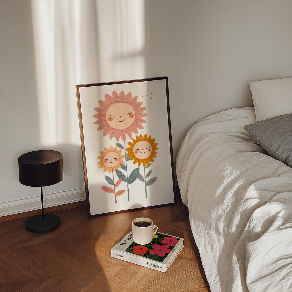 Vrolijke Bloemenfamilie Poster-WallArtistic