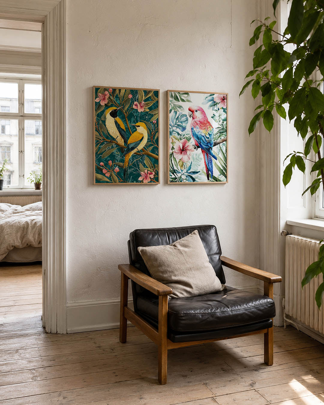 Vogels en bloemen Posterset