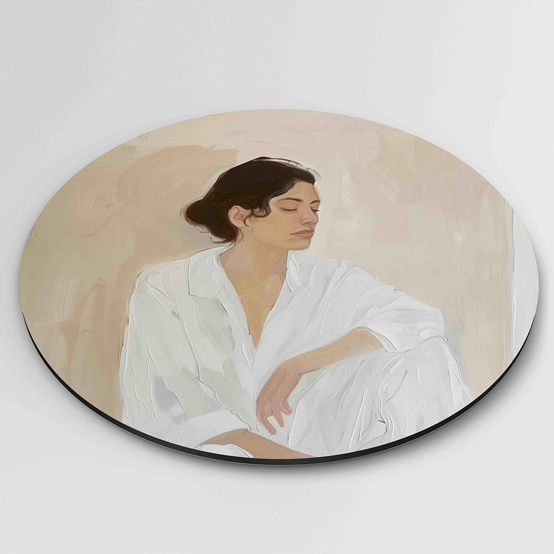 Vrouw in witte kleding Muurcirkel