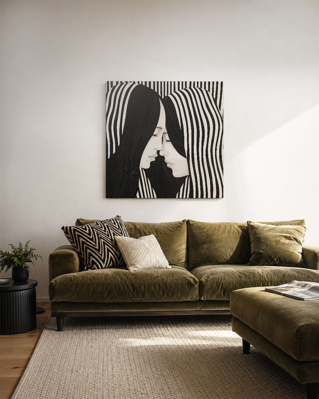 Twee gezichten lijnen Kunstwerk