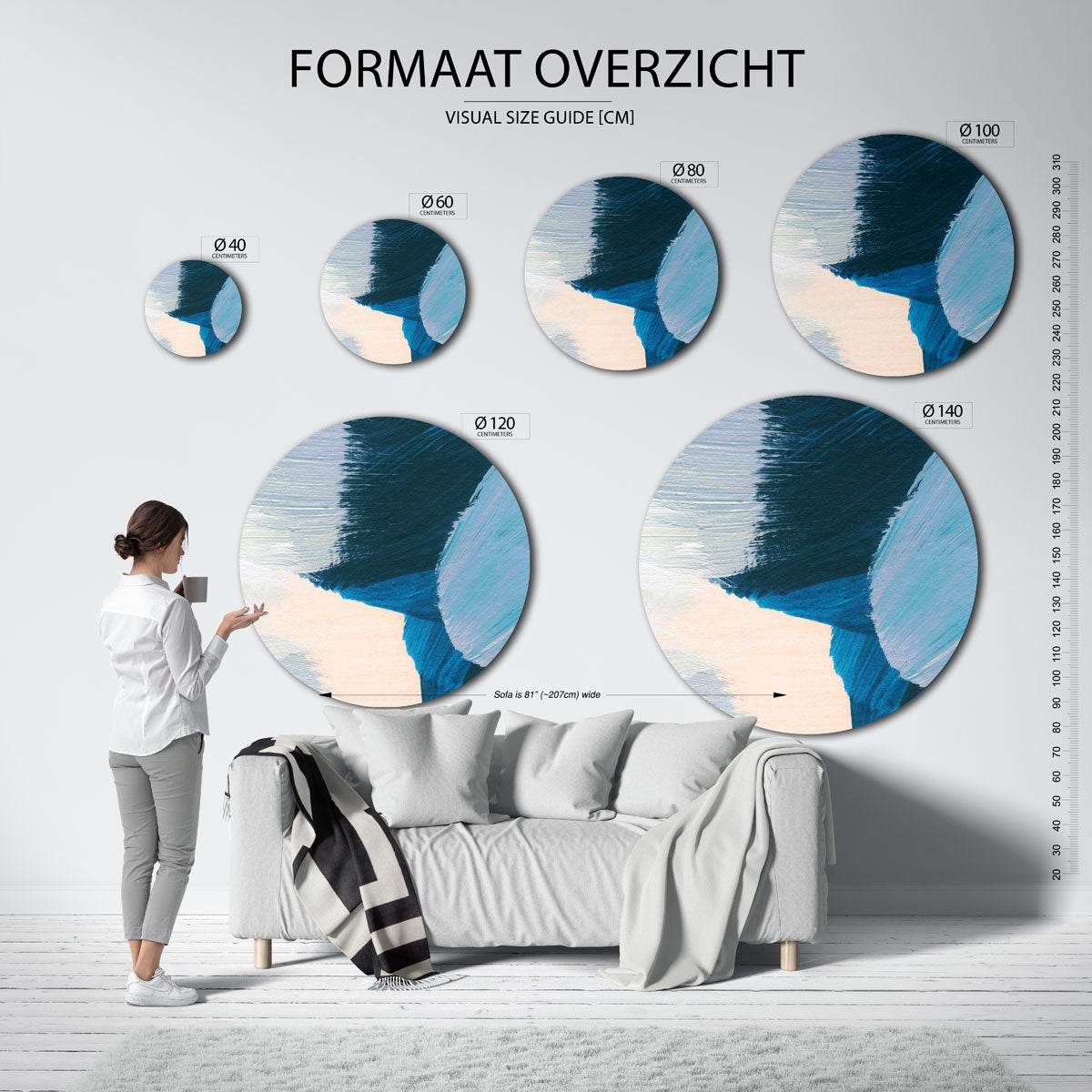 Abstracte penseelstreken Muurcirkel
