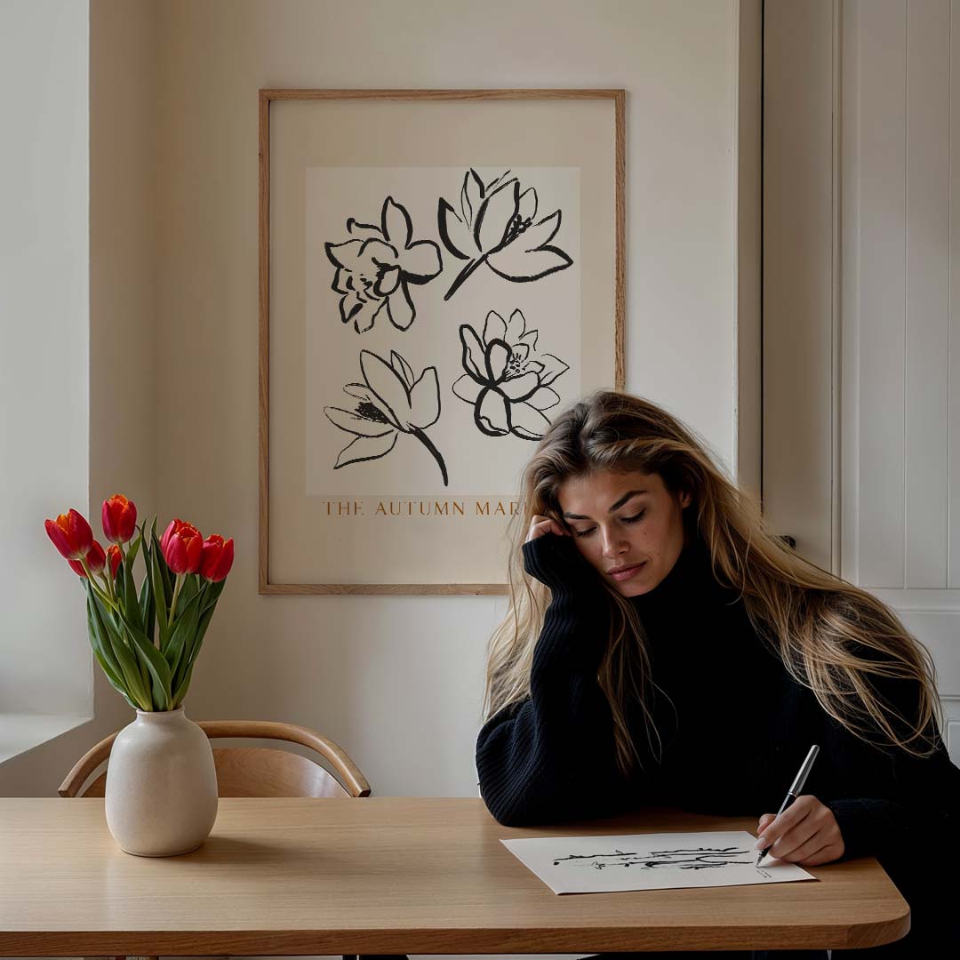 Elegante Bloemen Illustratie Poster-WallArtistic
