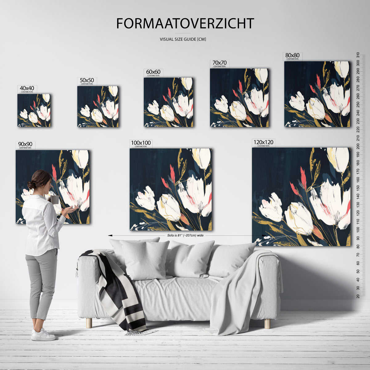 Witte bloemen op donkere achtergrond Poster