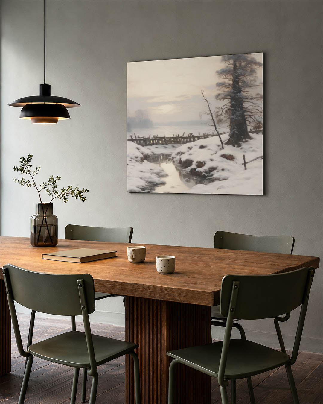 Winterlandschap met sneeuw Kunstwerk