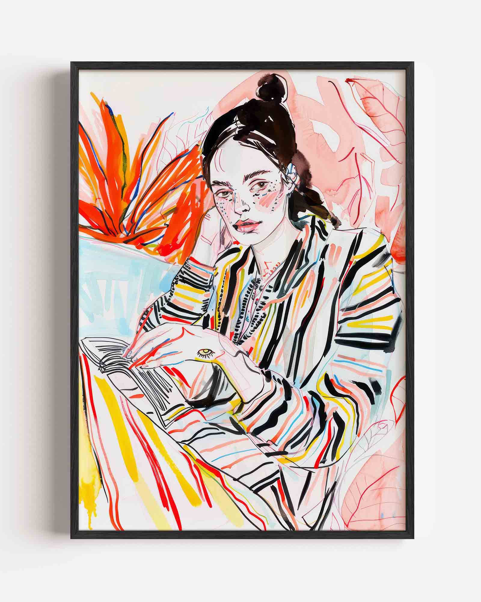 Vrouw met boek Poster
