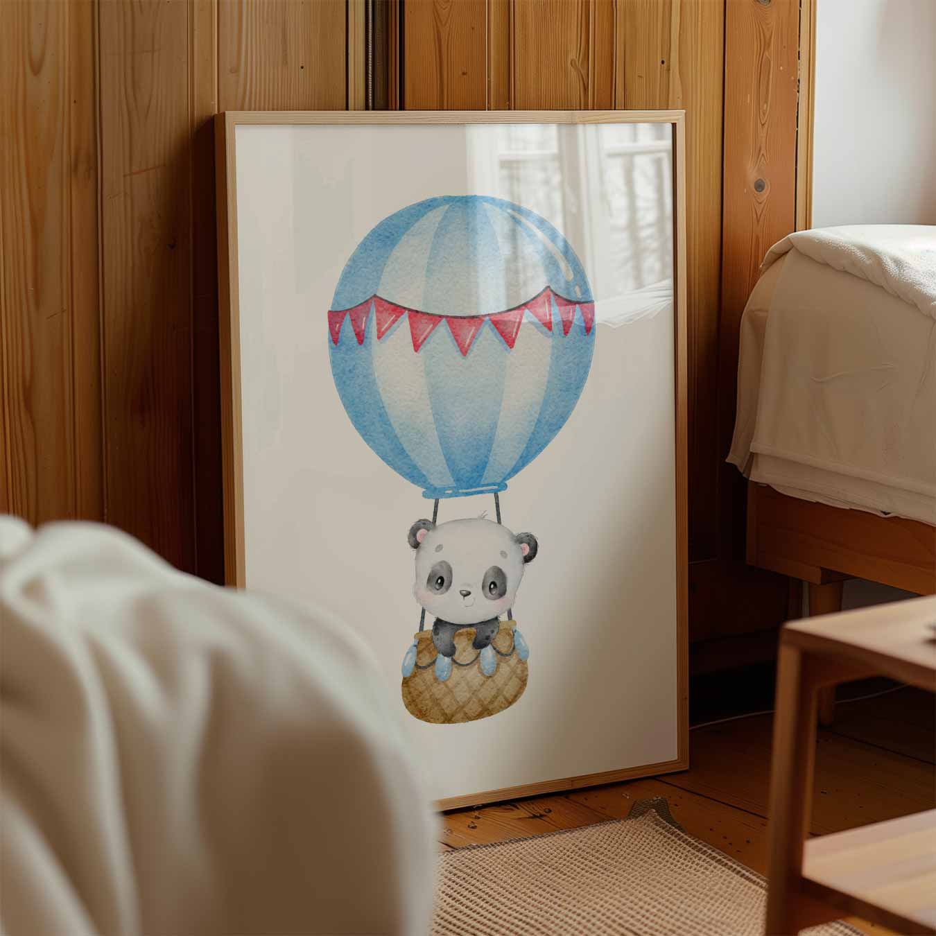 Schattige Panda In Luchtballon Poster-WallArtistic