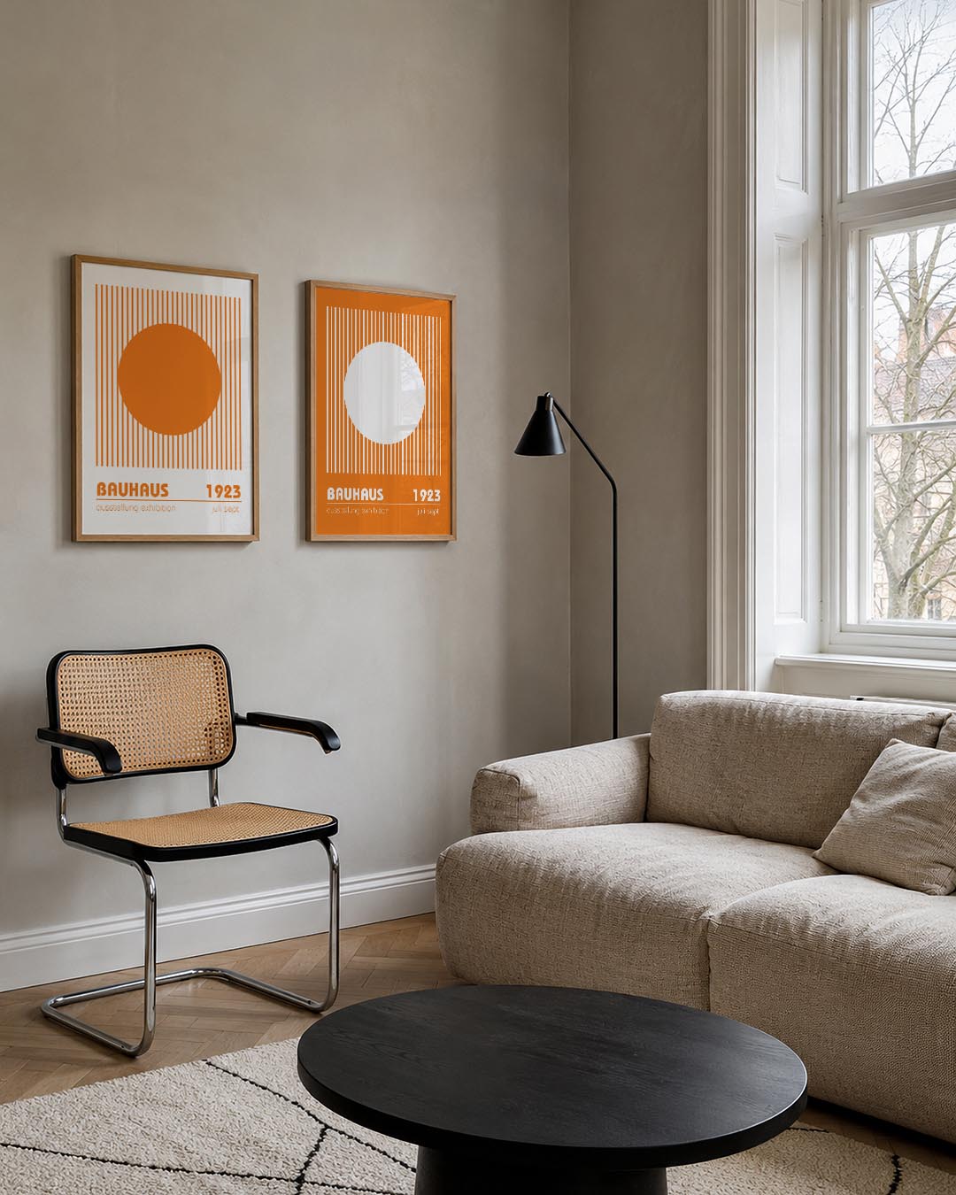 Oranje cirkel en lijnen Posterset