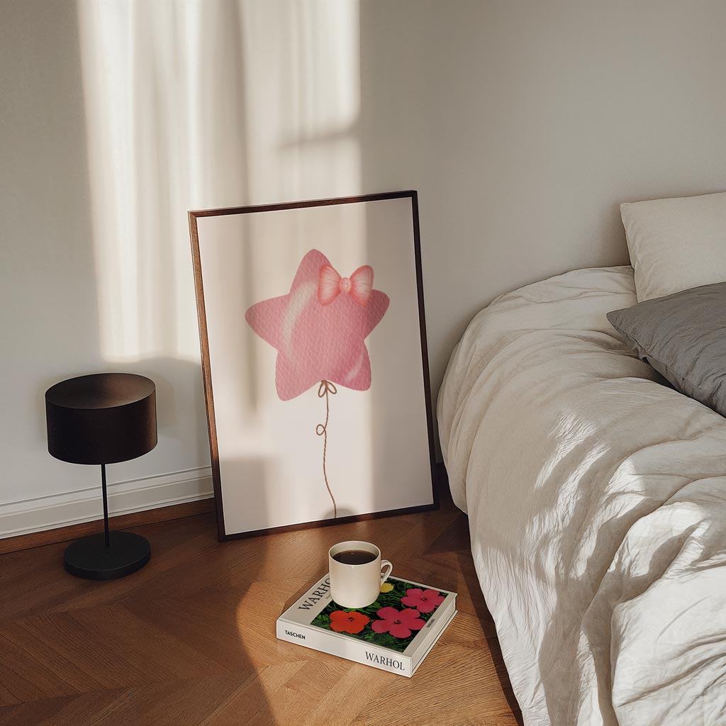 Dromerige Roze Ster Balloon Poster-WallArtistic