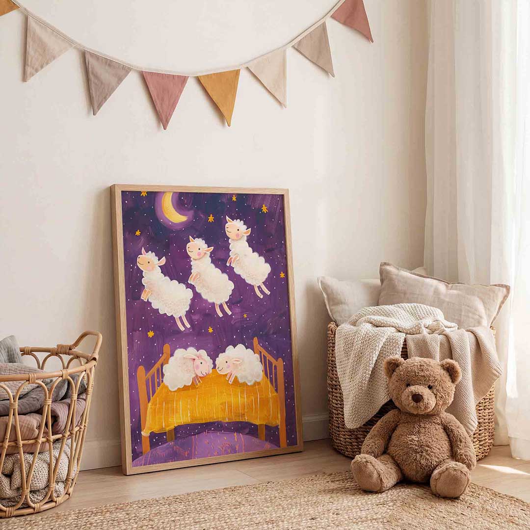 Schapen en maan Poster