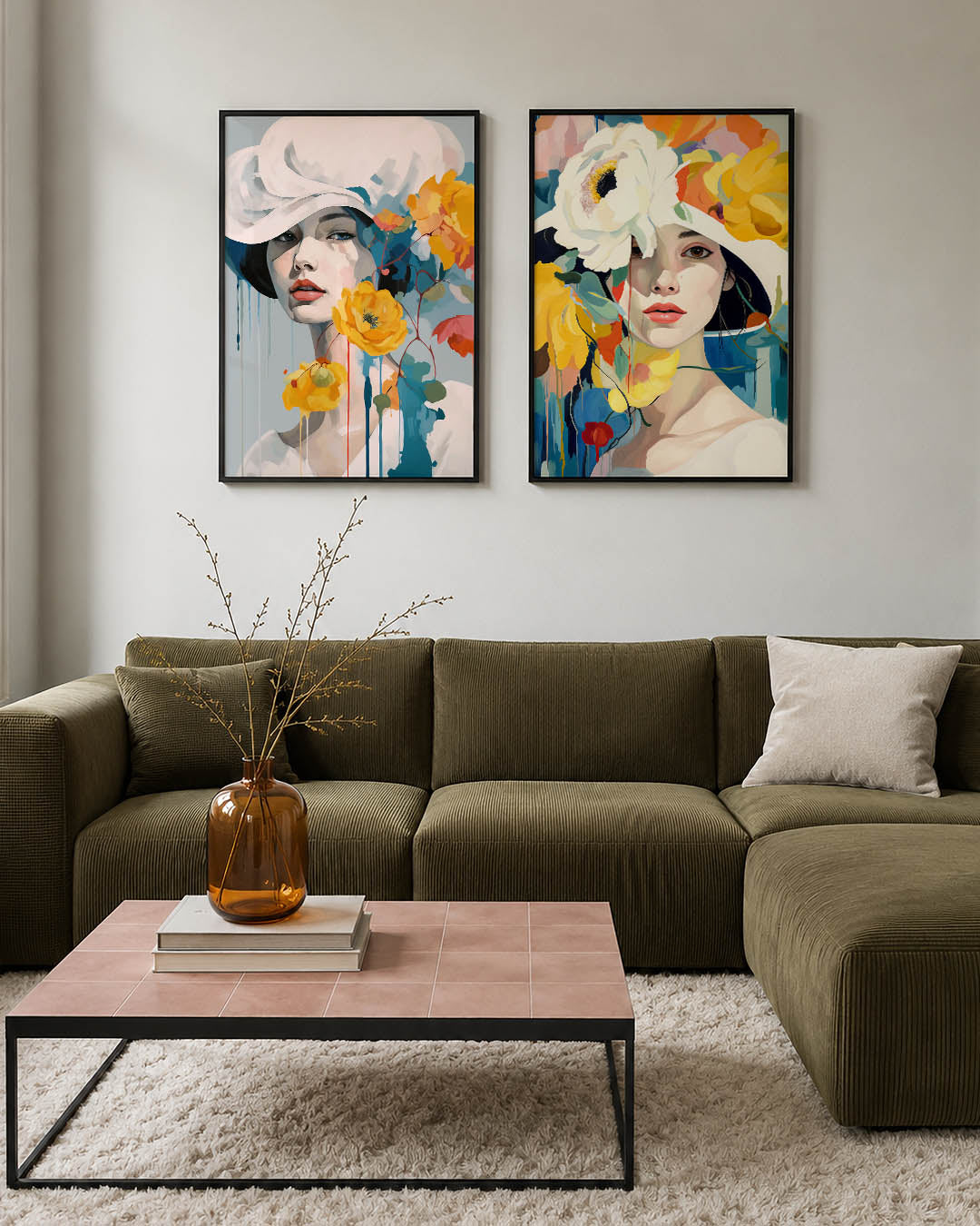Bloem en gezicht Posterset