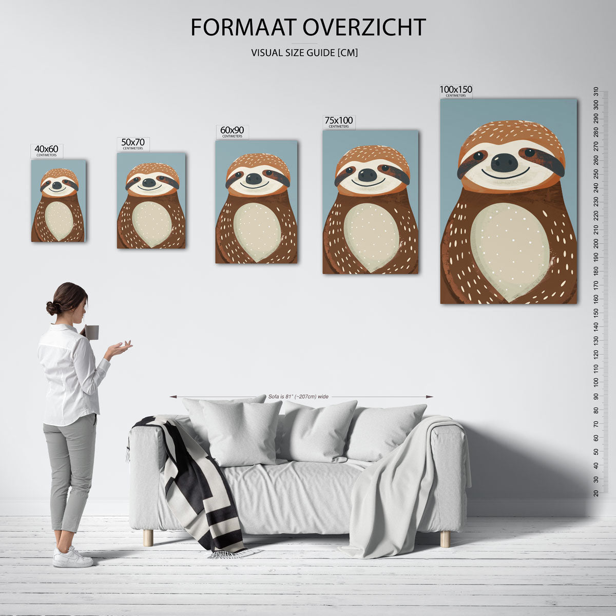 Vrolijke luiaard illustratie Kunstwerk