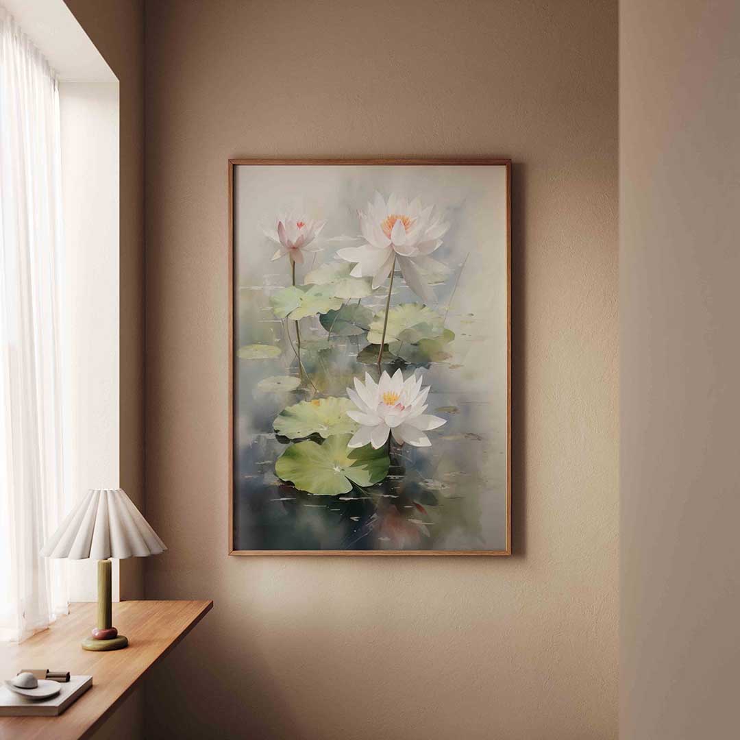 Witte waterlelies Poster
