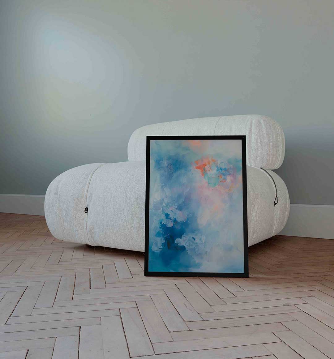 Abstracte blauwe wolken Poster
